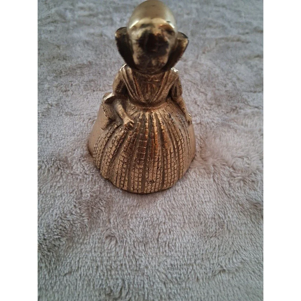 Antique Solid Brass Table Bell Lady In Dress 3 ” made in England